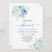 ブルーフローラウェディングシャワー招待状 招待状 (正面/裏面)