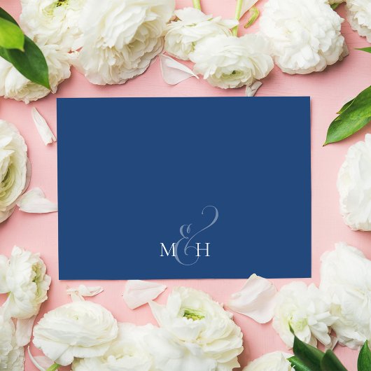 ブルーフローラウェディングRSVP返信カスタム エンクロージャーカード