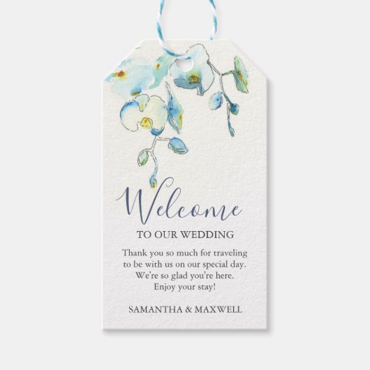 ブルーフローラウェルカムギフトラベル ギフトタグ (正面)