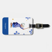 ブルーフローラウォーターカラーグランマ ラゲッジタグ (正面横)