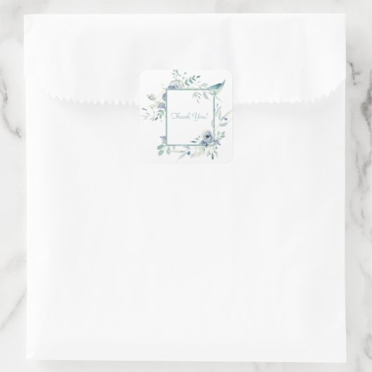 ブルーフローラウォーターカラーサンキュースクウェアSt スクエアシール (バッグ)