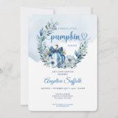 ブルーフローラウォーターカラーパンプキンバプテスマ 招待状 (正面)