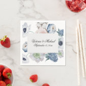 ブルーフローラウォーターカラーフローラナプキンス スタンダードカクテルナプキン (インサイチュ)