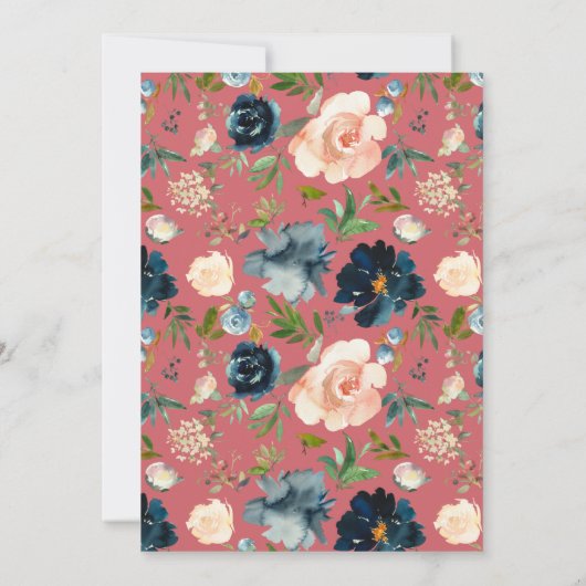 ブルーフローラウォーターカラーメンディサンジェガルバ招待状 招待状 (裏面)