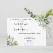 ブルーフローラウォーターカラーモダンリハーサルディナー 招待状 (スタンド正面)