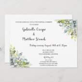 ブルーフローラウォーターカラーモダンリハーサルディナー 招待状 (正面/裏面)