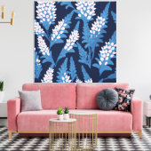 ブルーフローラウォールアート キャンバスプリント (インサイチュ (リビング))