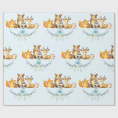 ブルーフローラウッドランド男の赤ちゃんシャワー1st誕生日 ラッピングペーパー (フラット)