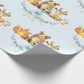 ブルーフローラウッドランド男の赤ちゃんシャワー1st誕生日 ラッピングペーパー (角)