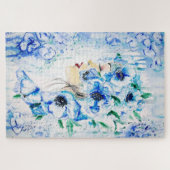 ブルーフローラウーマンパズルファンタジー ジグソーパズル (横)