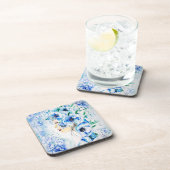 ブルーフローラウーマン絵画ファンタジー コースター (右側)