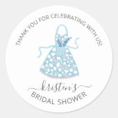 ブルーフローラエプロンブライダルシャワー封筒用シール ラウンドシール (正面)