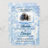 ブルーフローラエレガンス結婚式招待状 招待状 (正面/裏面)