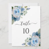 ブルーフローラエレガントなウェディングテーブル番号カード 招待状 (裏面)