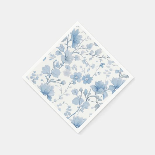 ブルーフローラエレガントガーお洒落デンパーティー スタンダードカクテルナプキン (角)