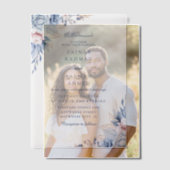 ブルーフローラエレガントニカ・アラビアイ結婚スラーム ベラム紙招待状 (オフセット (カップル))