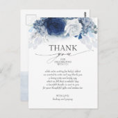 ブルーフローラエレガントベビーシャワーありがとう ポストカード (正面/裏面)