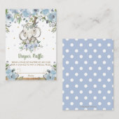 ブルーフローラエレファントベビーシャワーおむつラッフル エンクロージャーカード (正面/裏面)