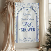 ブルーフローラオーナメントクラシックニュートラルウェルカム タペストリー