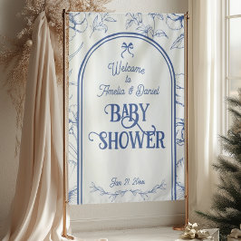 ブルーフローラオーナメントクラシックニュートラルウェルカム タペストリー