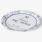 ブルーフローラオーナメントクラシックヴィンテージベビーシャワーP ペーパープレート (アングル)