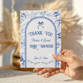 ブルーフローラオーナメントヴィンテージベビーシャワーフラワー サンキューカード