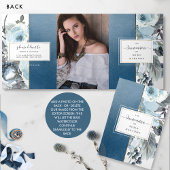 ブルーフローラオールインワンキンチェニェラ(RSVP付き) 三つ折り招待状