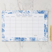 ブルーフローラカスタムデスクパッド月次プランナー ペーパーパッド (インサイチュ)