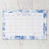 ブルーフローラカスタムデスクパッド月次プランナー ペーパーパッド (正面)