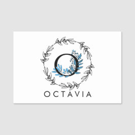 ブルーフローラカスタムモノグラム – 文字O 名札