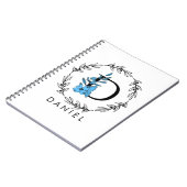 ブルーフローラカスタムモノグラム – Letter D Notebook ノートブック (左側)