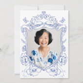 ブルーフローラカスタム写真60th誕生日パーティー 招待状 (裏面)