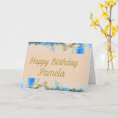 ブルーフローラカスタム誕生日 カード (黄色い花)