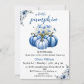 ブルーフローラカボチャ男の赤ちゃんシャワー 招待状 (正面)