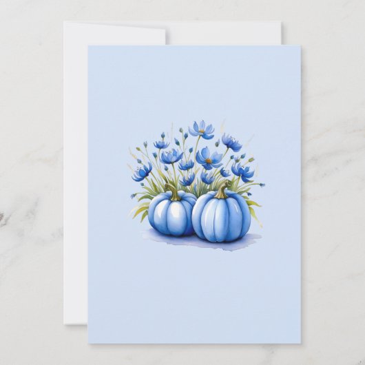 ブルーフローラカボチャ男の赤ちゃんシャワー 招待状 (裏面)