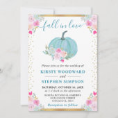 ブルーフローラカボチャ秋の結婚式 招待状 (正面)