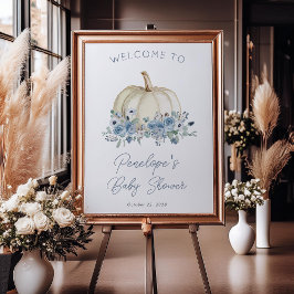 ブルーフローラカボチャ秋の赤ちゃんシャワーへようこそ ポスター