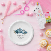 ブルーフローラカボチャ誕生日パーティー ペーパープレート (パーティー)