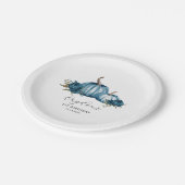 ブルーフローラカボチャ誕生日パーティー ペーパープレート (アングル)