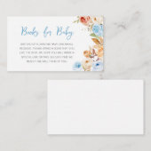 ブルーフローラカボチャ赤ちゃんシャワーブックベビー エンクロージャーカード (正面/裏面)