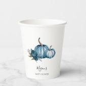 ブルーフローラカボチャ赤ちゃんシャワー 紙コップ (正面)