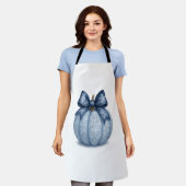 ブルーフローラカボチャ エプロン (着用した状態)