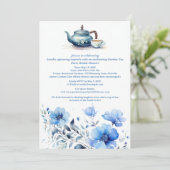 ブルーフローラガーデンティーパーティーブライダルシャワー 招待状 (スタンド正面)