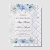 ブルーフローラガーデンヌエストラボダスペインの結婚ズ ベラム紙招待状 (オフセット (招待状))