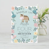 ブルーフローラガーデンホースボーイ誕生日 招待状 (スタンド正面)