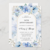 ブルーフローラガーデン結婚50周年 招待状 (正面/裏面)