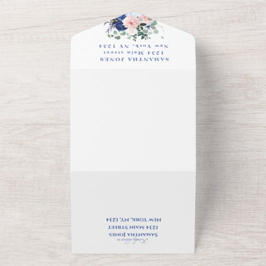 ブルーフローラガーリー牡丹甘16フローラ16 オールインワン招待状 (外側)