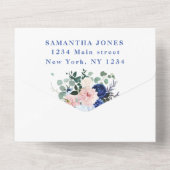 ブルーフローラガーリー牡丹甘16フローラ16 オールインワン招待状 (裏面)