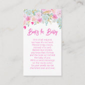 ブルーフローラガール赤ちゃんシャワーブックベビー エンクロージャーカード (正面)