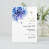 ブルーフローラキリスト教記念葬儀写真 サンキューカード (スタンド正面)